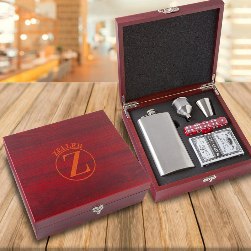 Personalized Poker Night Gift Set - Flask & Cards -  - Lazerworx