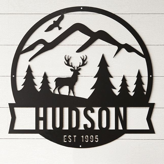 Custom Metal Sign with Mountain Scene