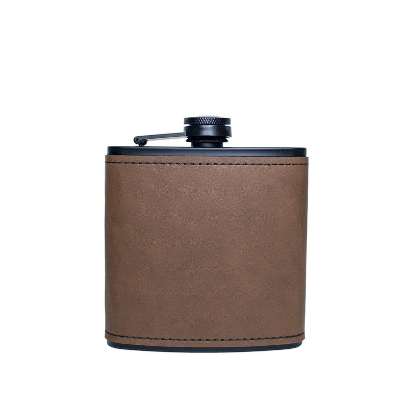 Personalized Leather Wrapped Black Flasks