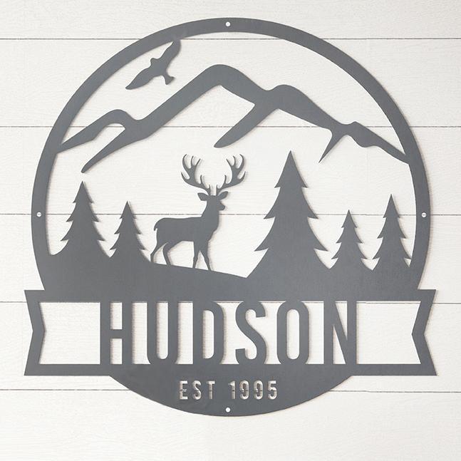 Custom Metal Sign with Mountain Scene