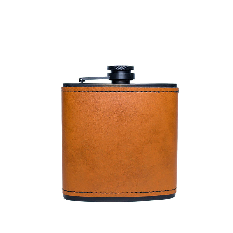 Personalized Leather Wrapped Black Flasks