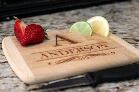 Personalized Cutting  Bar Board 6x8 (Rounded Edge) Bamboo - 11 Different Designs! - Qualtry