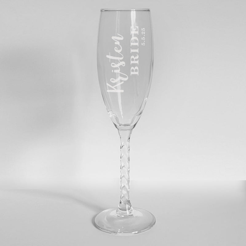 Personalized Bride and Groom Twisted Stem Flute Set - - Gifts For You Now