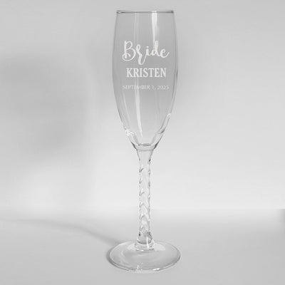 Personalized Bride and Grooms Twisted Stem Flute Set - - Gifts For You Now