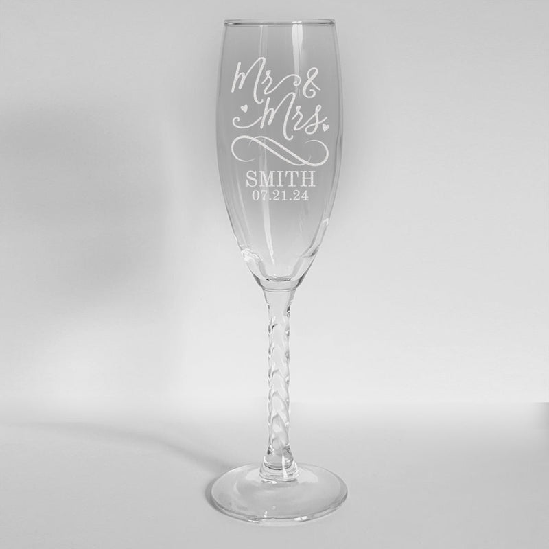 Personalized Mr. & Mrs. Twisted Stem Flute - - Gifts For You Now