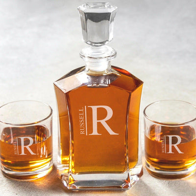 Personalized Decanter Set with 2 Whiskey Glasses