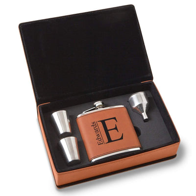 Personalized Rawhide Flask Set - Modern - Lazerworx