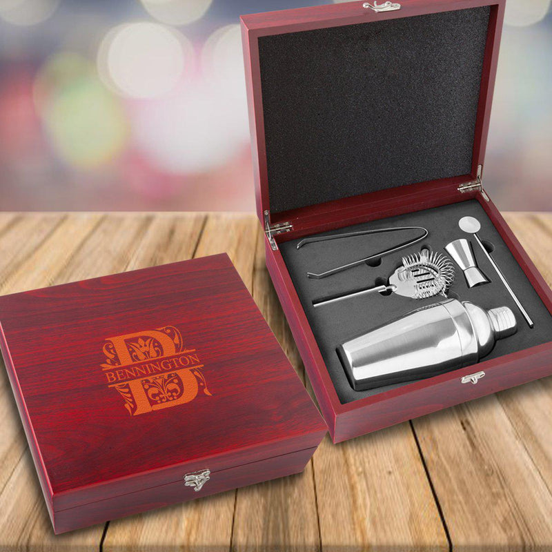 Personalized Rosewood Martini Gift Set Box -  - Lazerworx