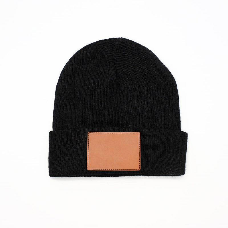 Personalized Black Beanie with Patch