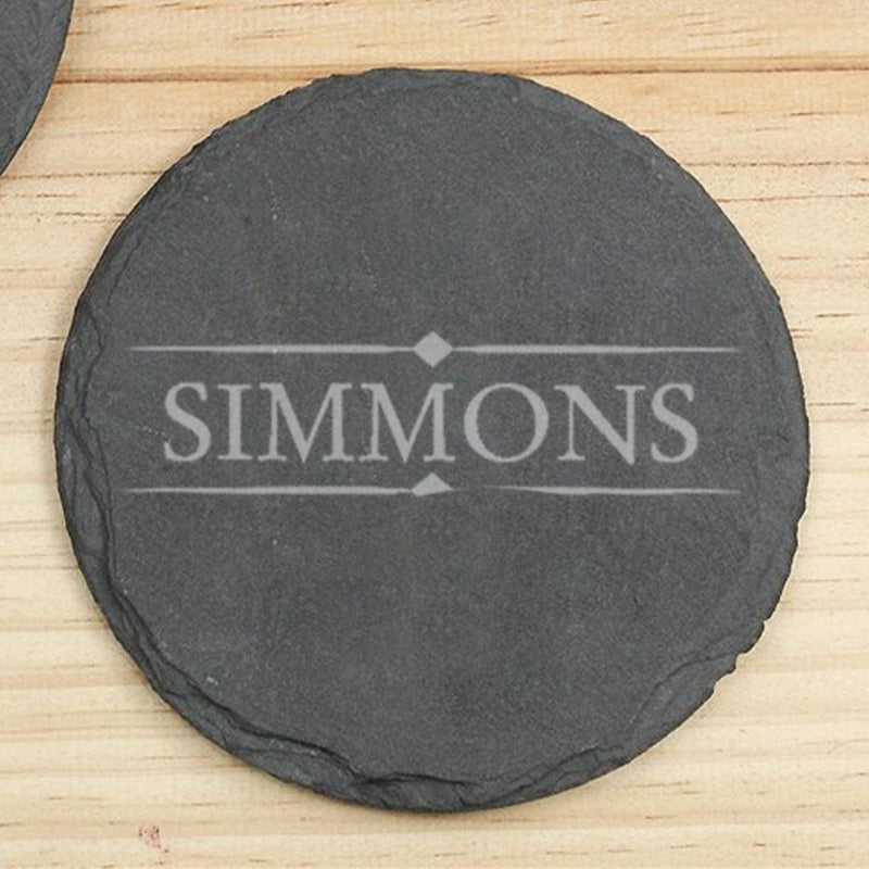 Personalized Last Name Slate Round Coasters- set of 4 - - Gifts For You Now