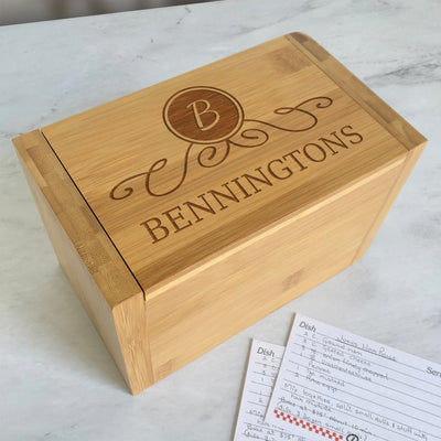 Personalized Family Bamboo Recipe Box - - Gifts For You Now