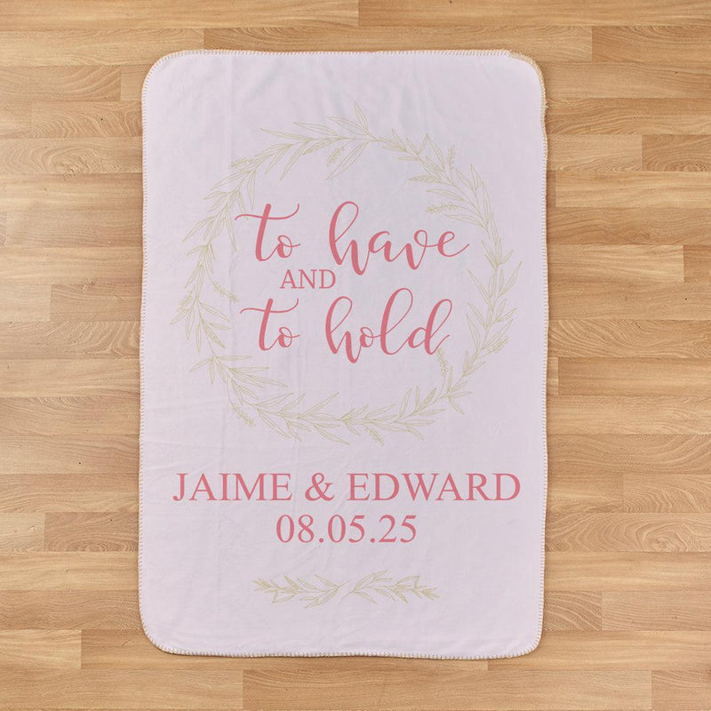 Personalized To Have And To Hold 37" x 57" Sherpa Lined Sublimated Throw - Pink/Gold - Gifts For You Now