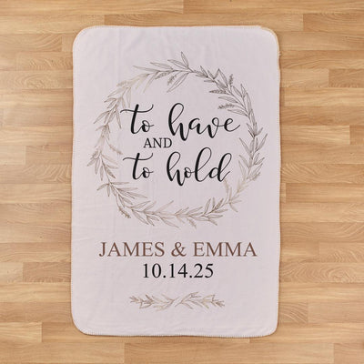 Personalized To Have And To Hold 37" x 57" Sherpa Lined Sublimated Throw - Blush/Gold - Gifts For You Now