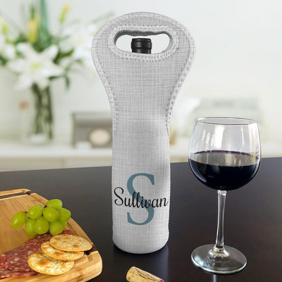 Personalized Linen Insulated Wine Gift Bag - - Gifts For You Now