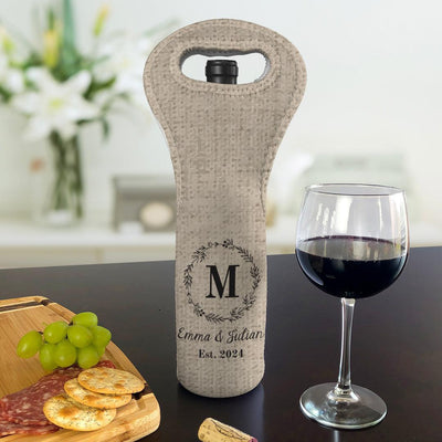 Personalized Wreathe Insulated Wine Gift Bag - - Gifts For You Now