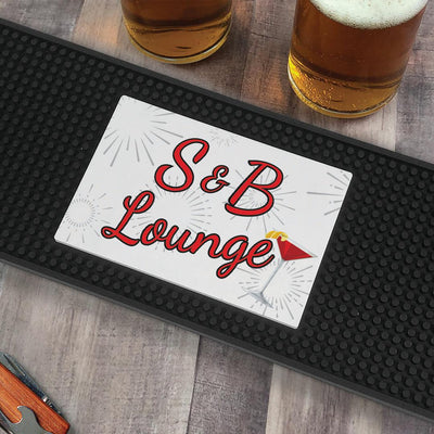 Personalized Red and Silver Martini Lounge Bar Mat - - Gifts For You Now