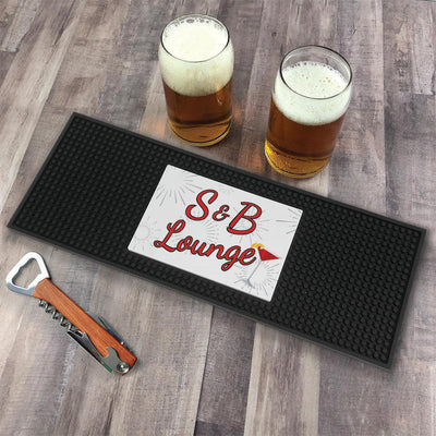 Personalized Red and Silver Martini Lounge Bar Mat - - Gifts For You Now