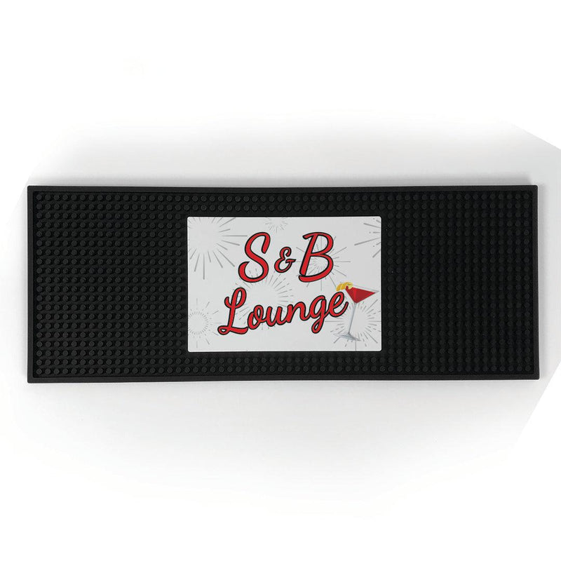 Personalized Red and Silver Martini Lounge Bar Mat - - Gifts For You Now