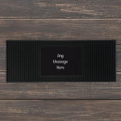 Personalized Black Background with White Script Bar Mat - - Gifts For You Now