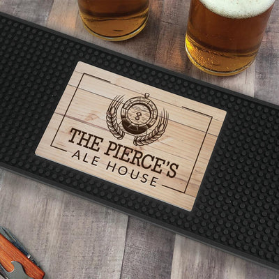 Personalized Wood background Alehouse Bar Mat - - Gifts For You Now