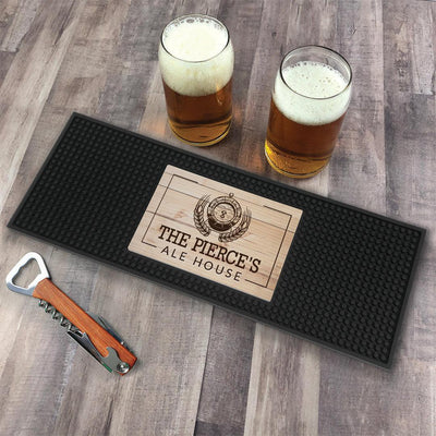 Personalized Wood background Alehouse Bar Mat - - Gifts For You Now