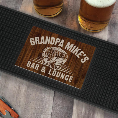 Personalized Whiskey Barrel Bar Mat - - Gifts For You Now