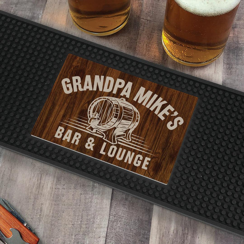 Personalized Whiskey Barrel Bar Mat - - Gifts For You Now