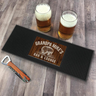 Personalized Whiskey Barrel Bar Mat - - Gifts For You Now