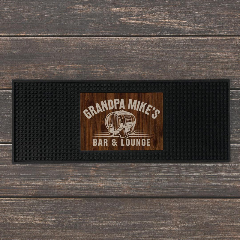 Personalized Whiskey Barrel Bar Mat - - Gifts For You Now