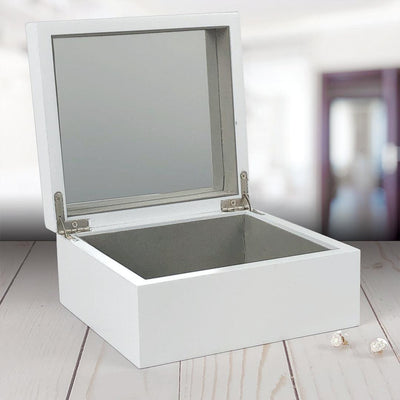 Personalized Floral Name Square Jewelry Box with Mirror - - Gifts For You Now