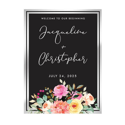 Personalized Bright Florals on Black Acrylic-Sign - - Gifts For You Now