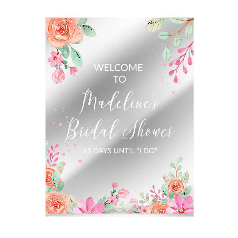 Personalized Floral Bridal Shower Acrylic Sign - - Gifts For You Now