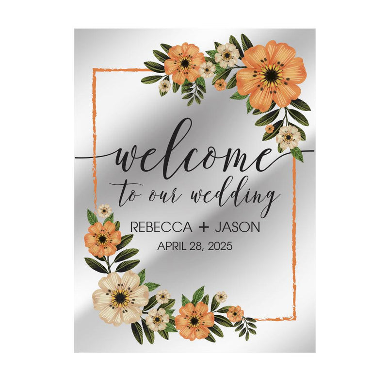 Personalized Orange Floral Welcome Acrylic-Sign - - Gifts For You Now