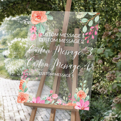 Personalized Coral and pink Florals Acrylic Sign - - Gifts For You Now