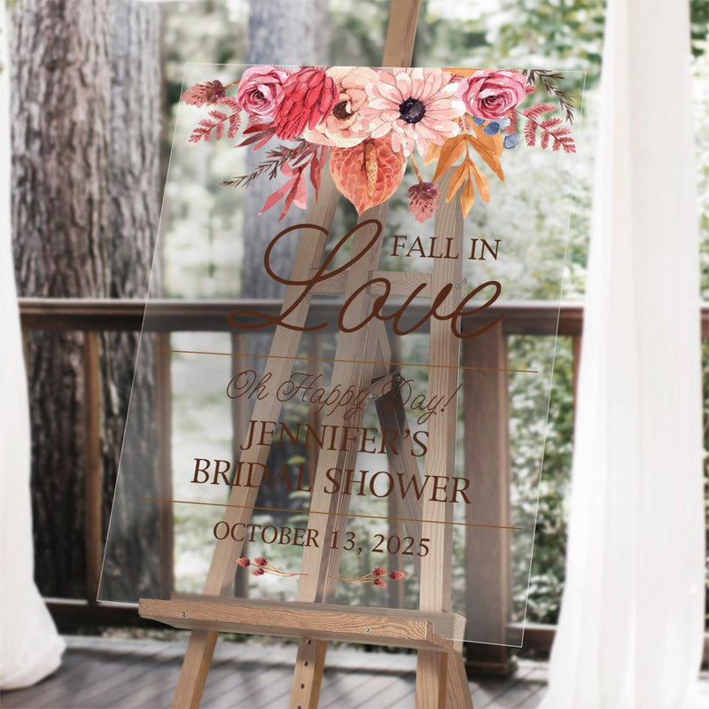 Personalized Fall Floral Fall In Love Acrylic-Sign - 24 x 36 - Gifts For You Now