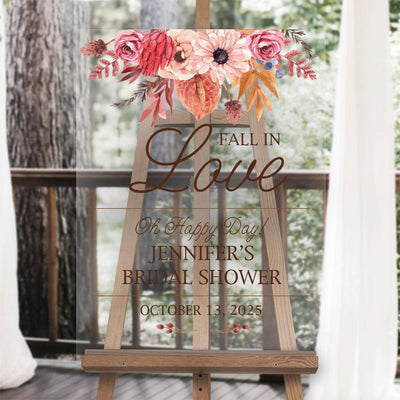 Personalized Fall Floral Fall In Love Acrylic-Sign - 18 x 24 - Gifts For You Now