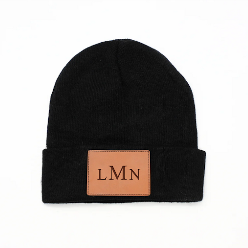 Personalized Small Black Beanie with Patch