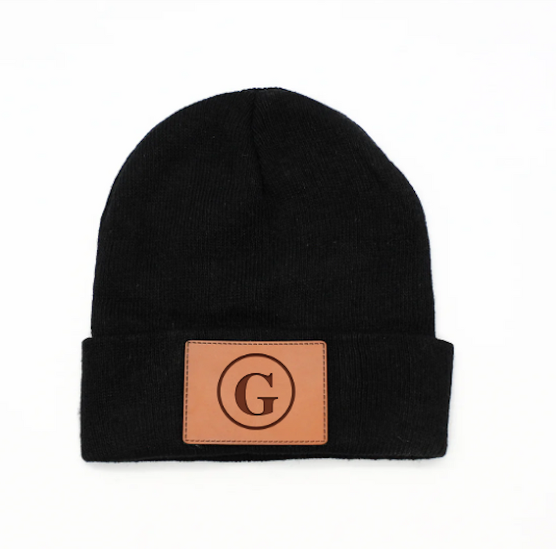 Personalized Black Beanie with Patch