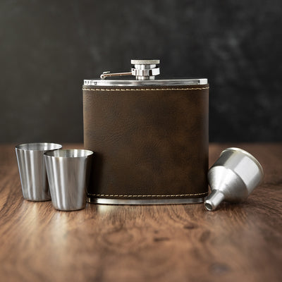 Personalized Rustic Flask Set