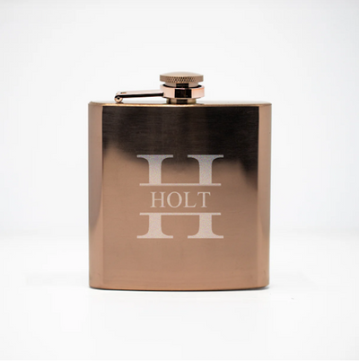 Personalized Rose Gold Flask Set with Shot Glasses