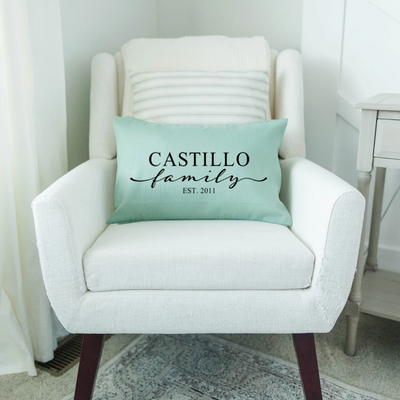 Personalized Family Names Colored Lumbar Throw Pillow Covers (Black Text)