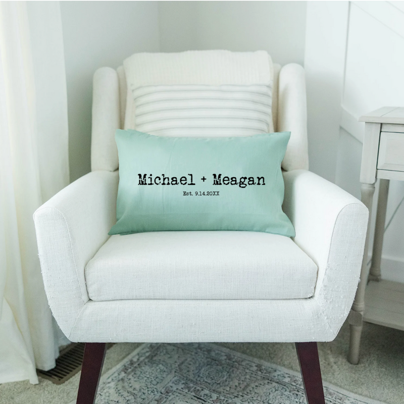 Personalized Family Names Colored Lumbar Throw Pillow Covers (Black Text)