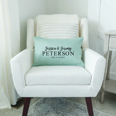 Personalized Family Names Colored Lumbar Throw Pillow Covers (Black Text)