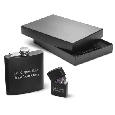 Personalized Flask & Lighter Gift Set -  - Completeful