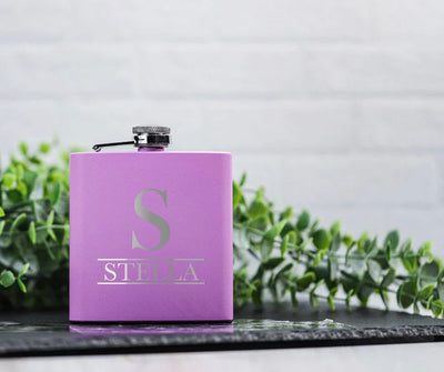 Personalized Light Purple Powder-Coated Flasks