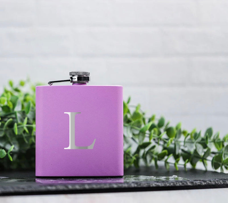 Personalized Light Purple Powder-Coated Flasks