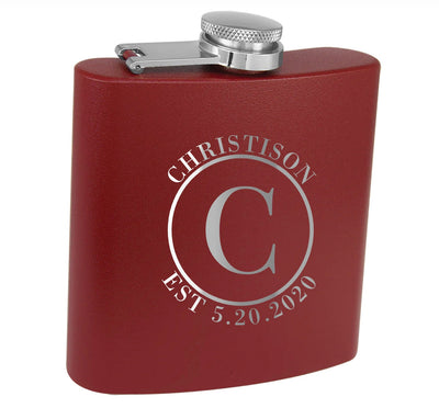 Personalized Maroon Powder-Coated Flask