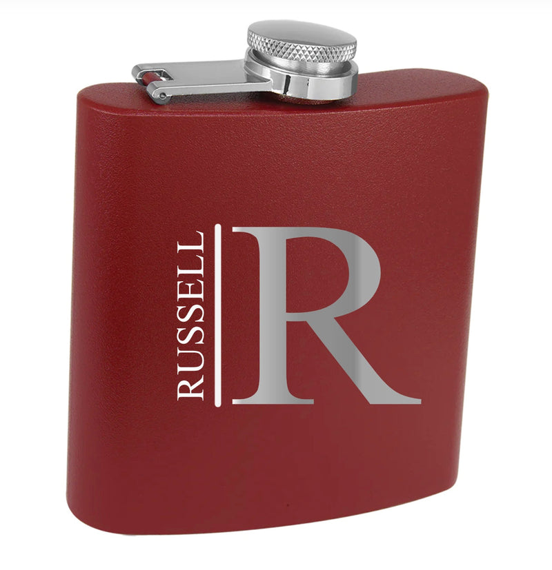 Personalized Maroon Powder-Coated Flask