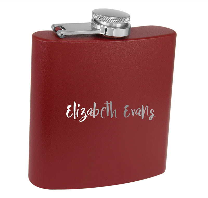 Personalized Maroon Powder-Coated Flask