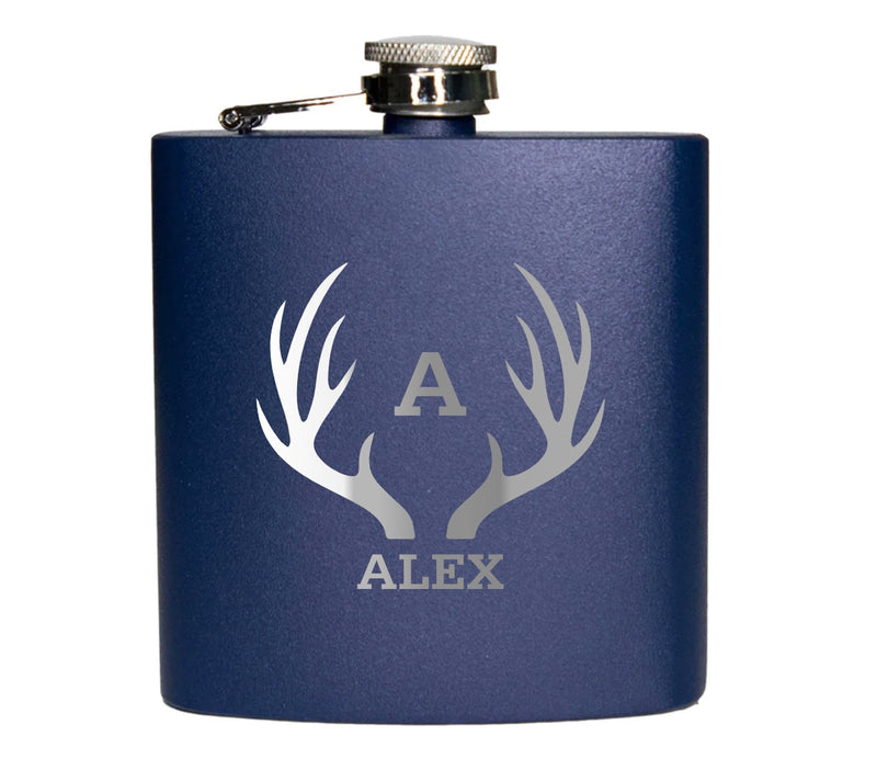 Personalized Navy Blue Powder-Coated Flasks